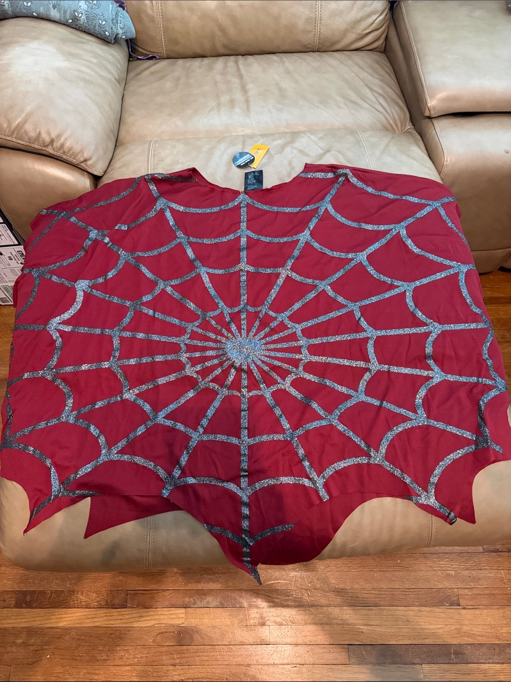 Beetlejuice Lydia’s Red Cape with Silver Spiderweb Design NWT